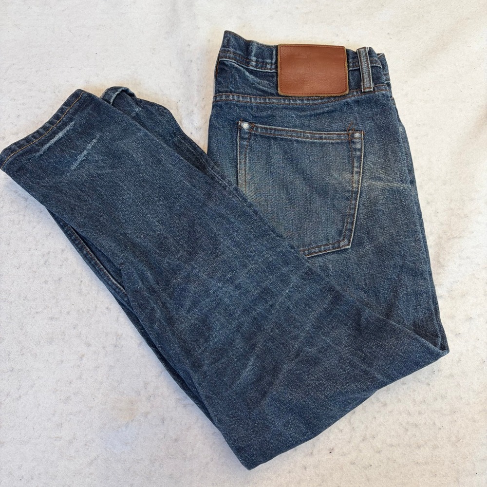 Unbranded Denim Jeans Mens 32 Blue Straight Leg Distressed Faded